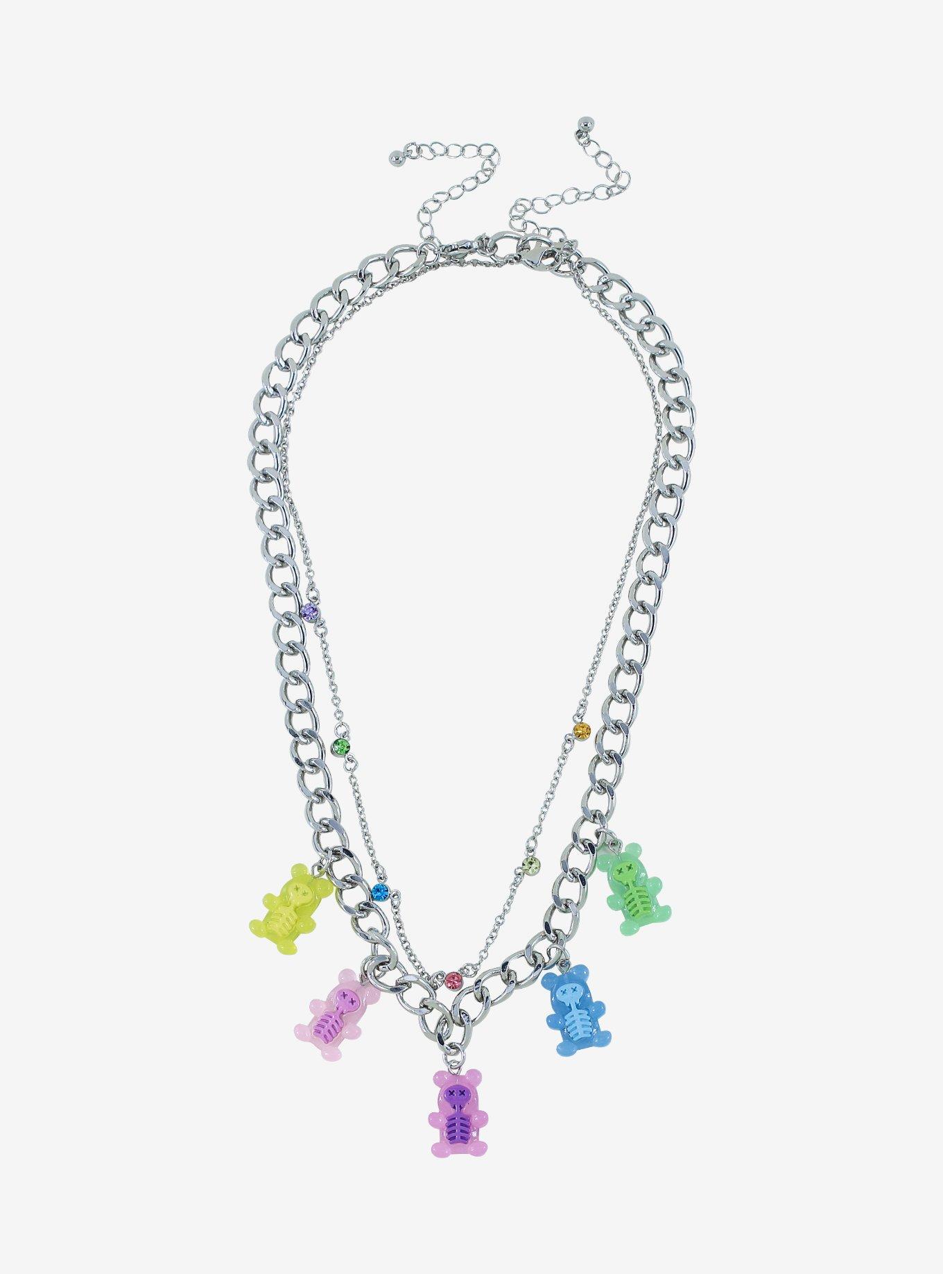 Skeleton Candy Bear Chain Necklace Hot Topic