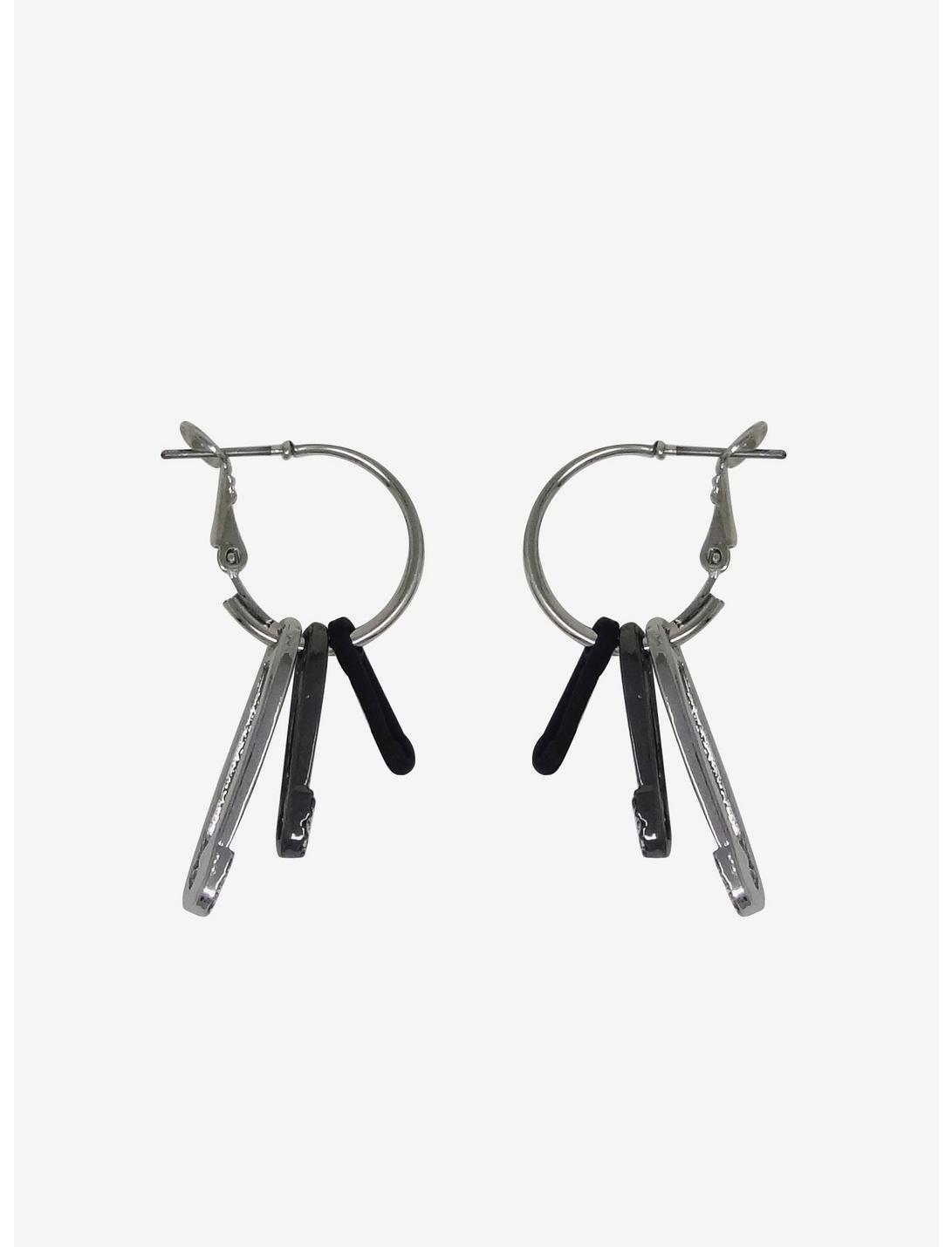 Safety Pin Hoop Earrings, , hi-res