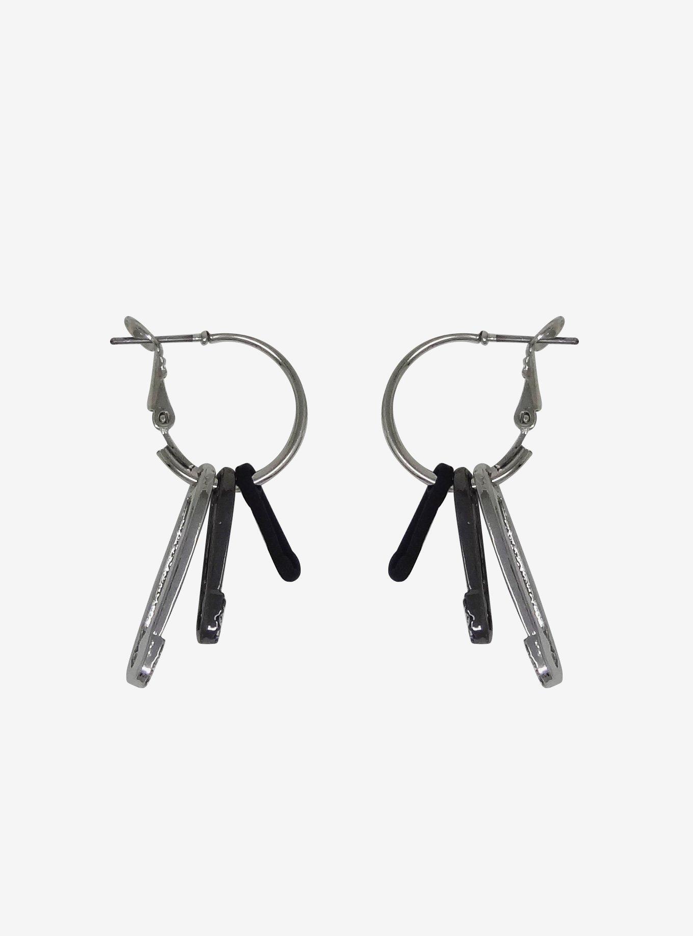 Safety Pin Hoop Earrings, , hi-res