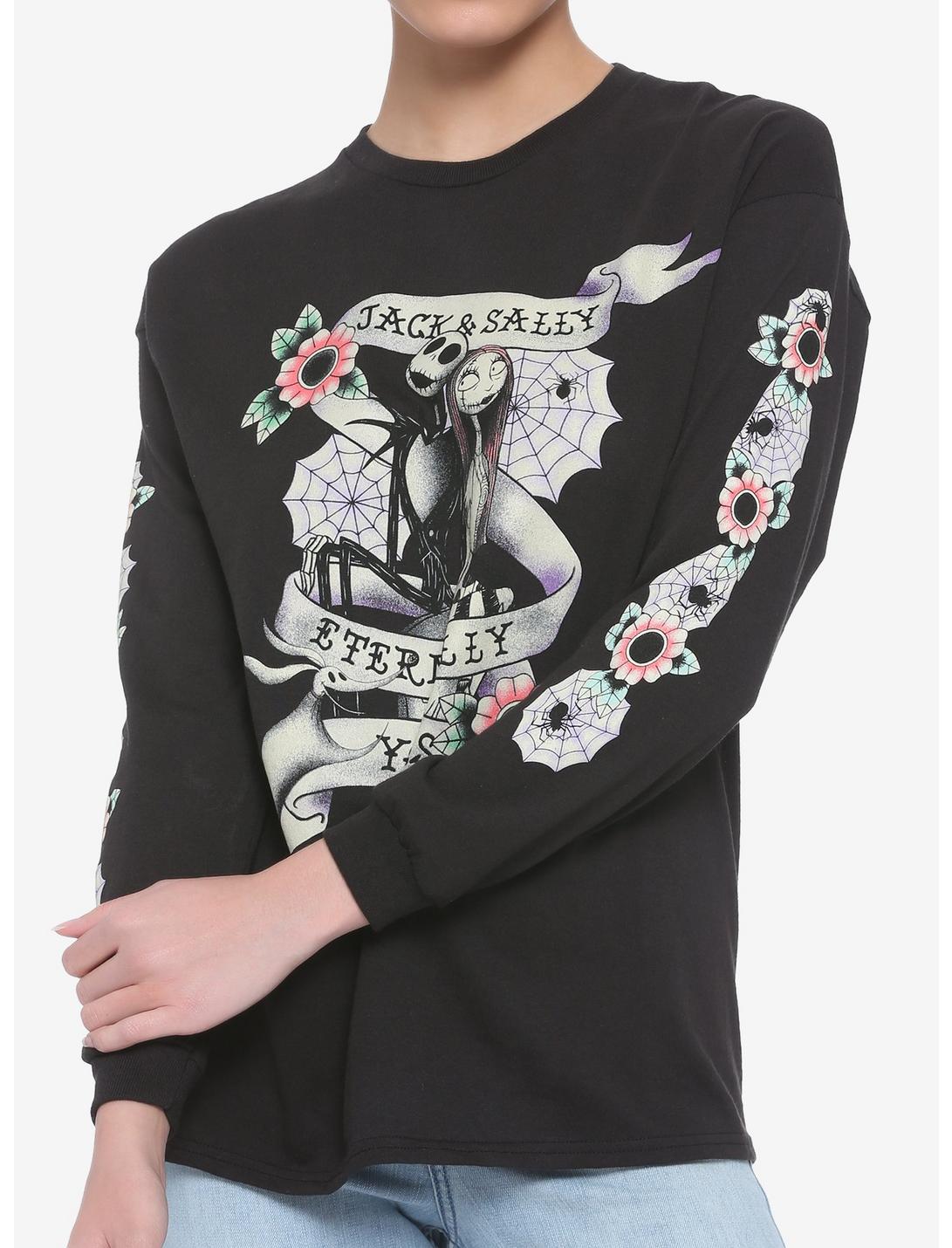 The Nightmare Before Christmas Jack & Sally Tattoo Art Girls Long-Sleeve T-Shirt, MULTI, hi-res