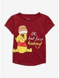 Disney Winnie the Pooh But First Hunny Toddler T-Shirt - BoxLunch Exclusive, RED, hi-res