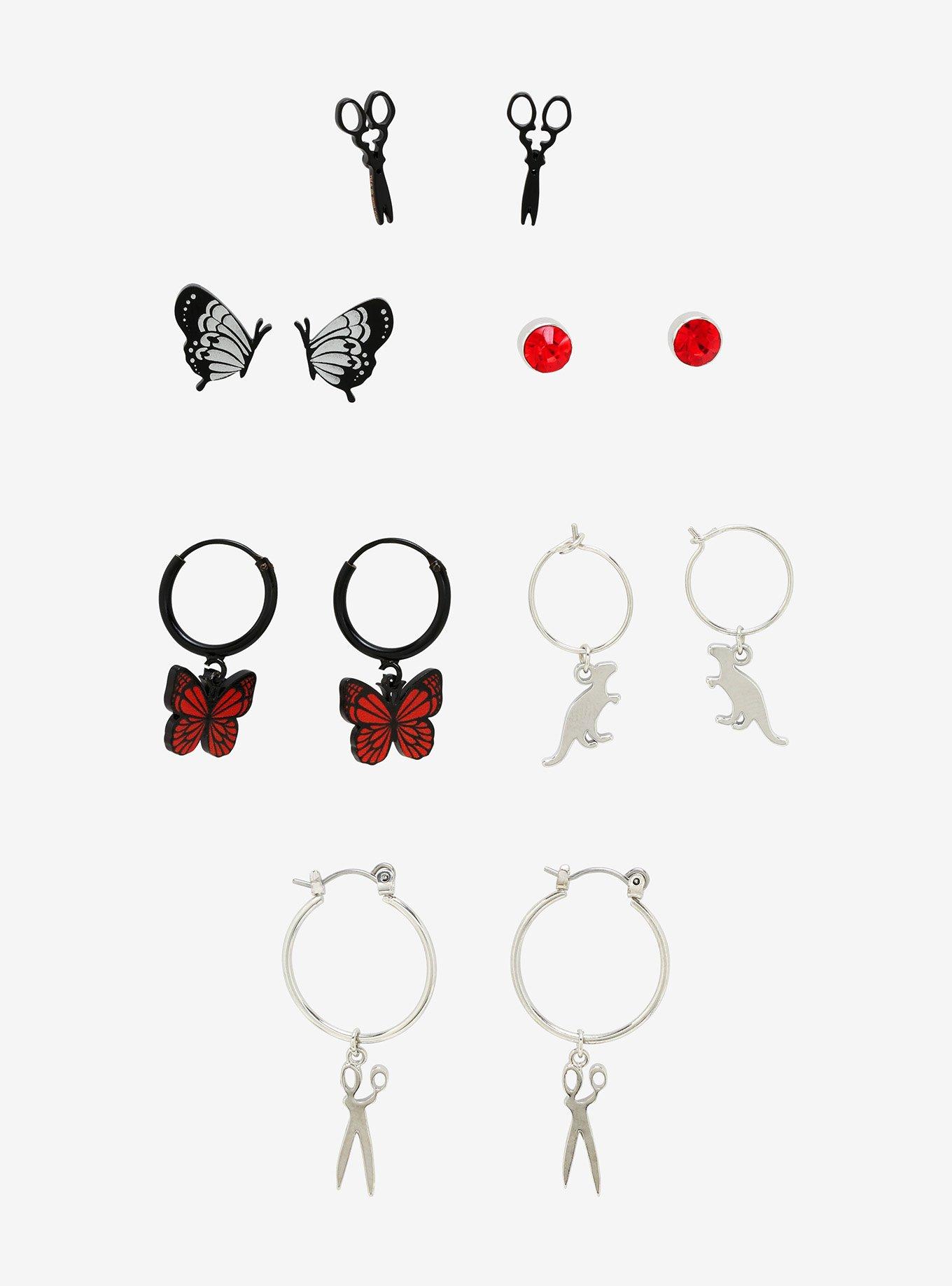 Edward Scissorhands Butterfly & Scissors Earring Set, , hi-res