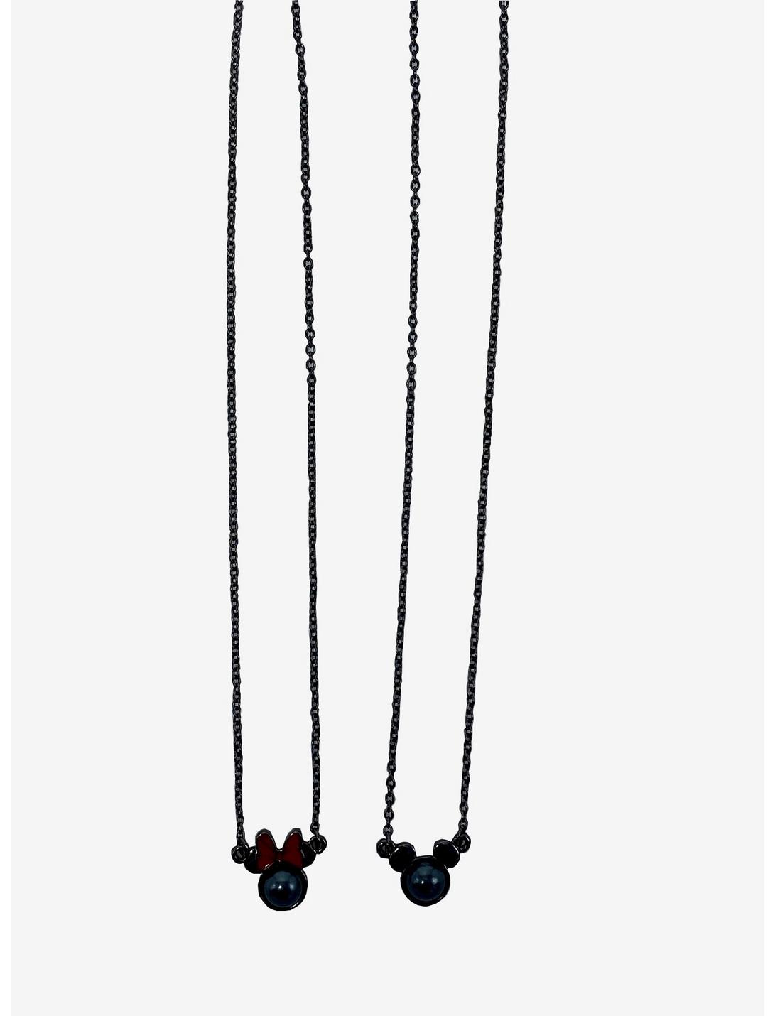 Disney Mickey Mouse Minnie Mouse Black Pearl Best Friend Necklace Set, , hi-res