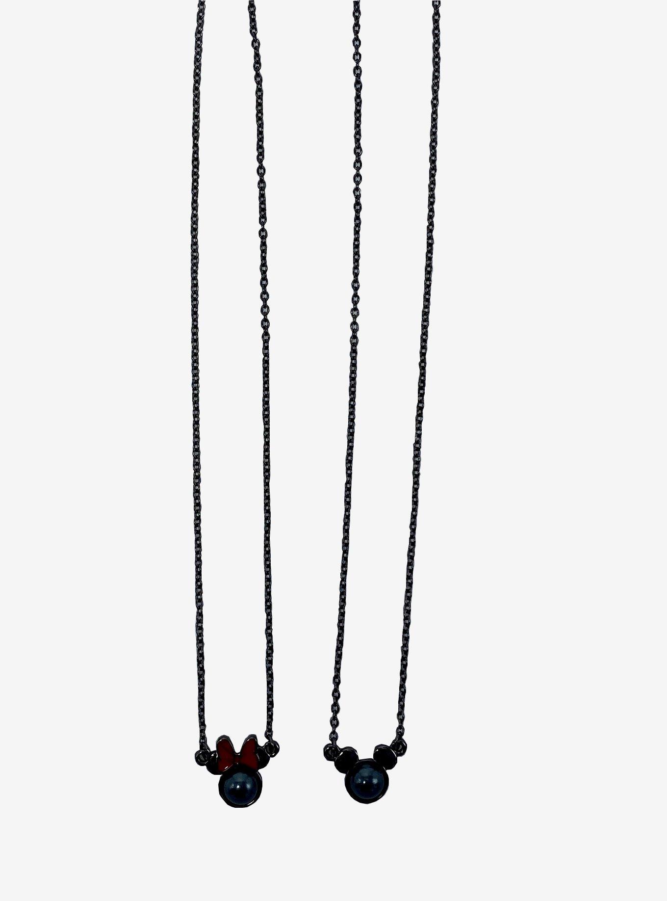 Disney Mickey Mouse Minnie Mouse Black Pearl Best Friend Necklace Set, , hi-res