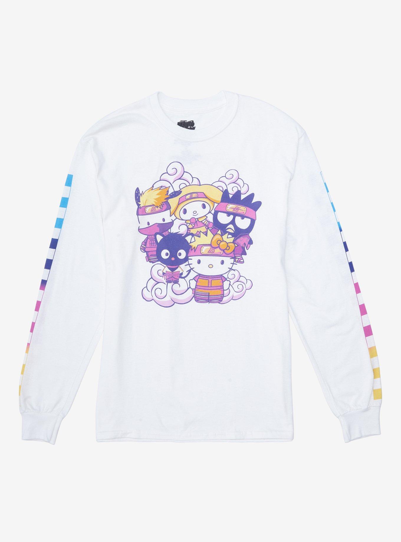 Naruto Shippuden X Hello Kitty And Friends Group Checkered Girls Long-Sleeve T-Shirt Plus Size, MULTI, hi-res