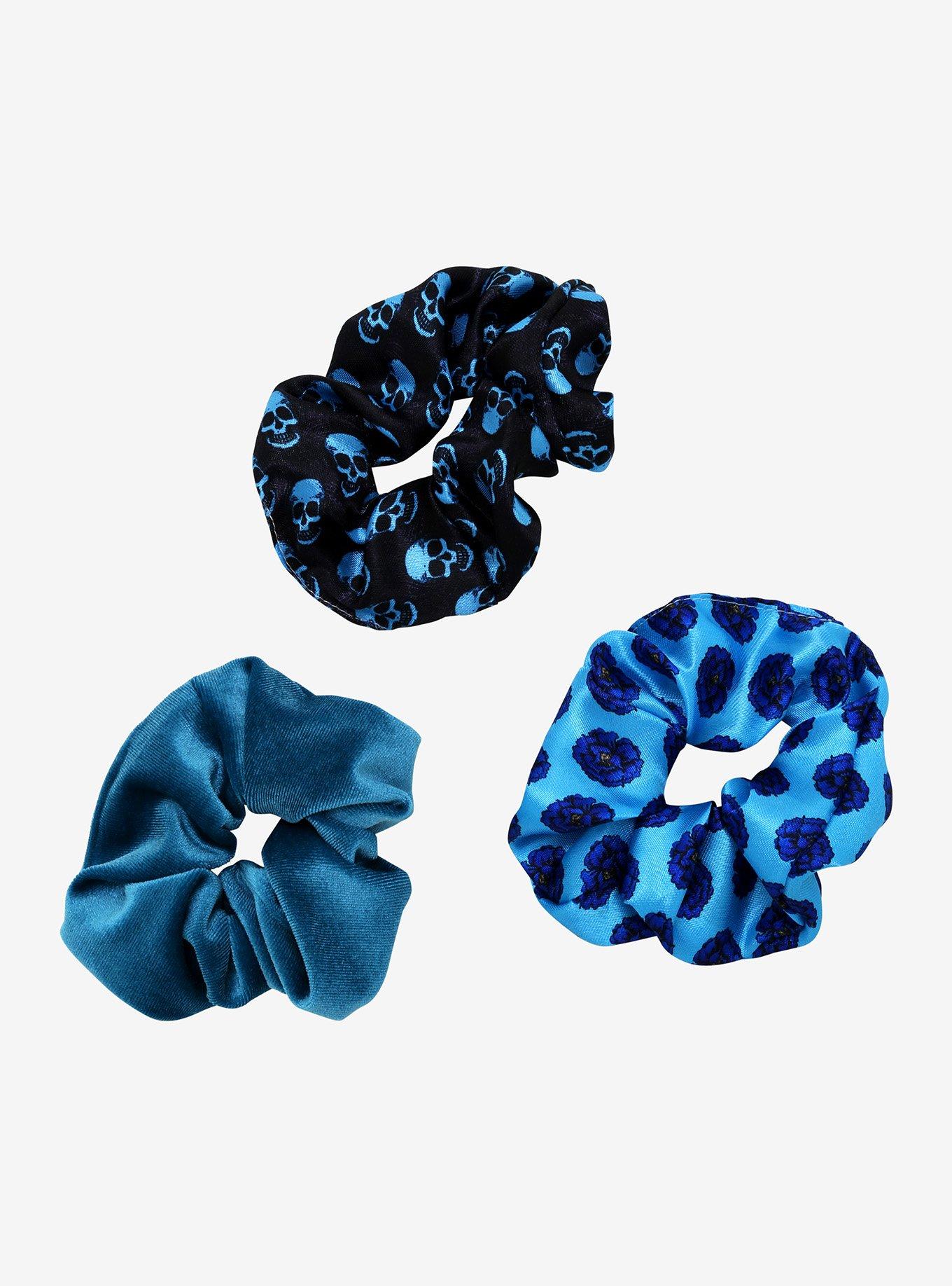 Blue Skull Flower Scrunchie Set | Hot Topic