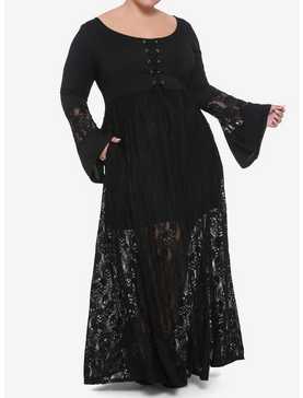Skull Lace Bell Sleeve Maxi Dress Plus Size, , hi-res