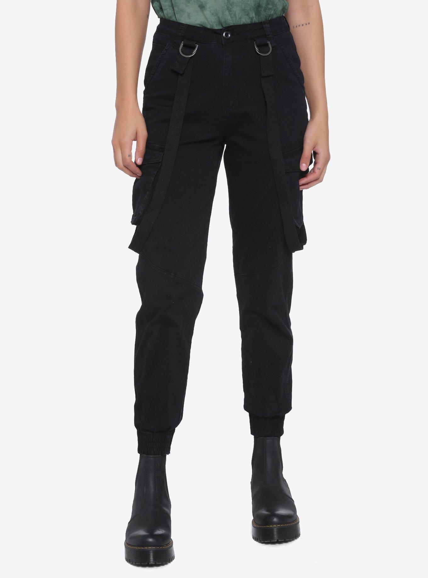 【EEUN】Band cargo pants Black Cargo Pocket Utility Jogger Pants With Belt | Hot Topic