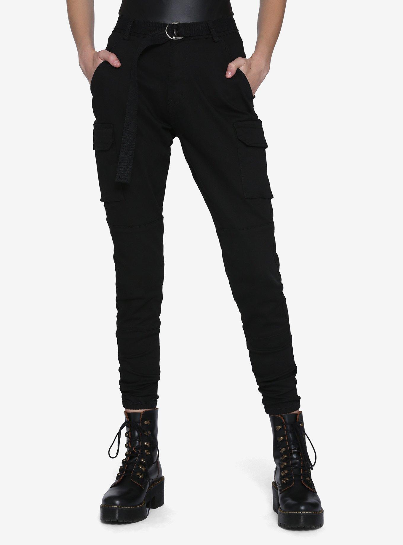 Black Belted Cargo Jogger Pants | Hot Topic