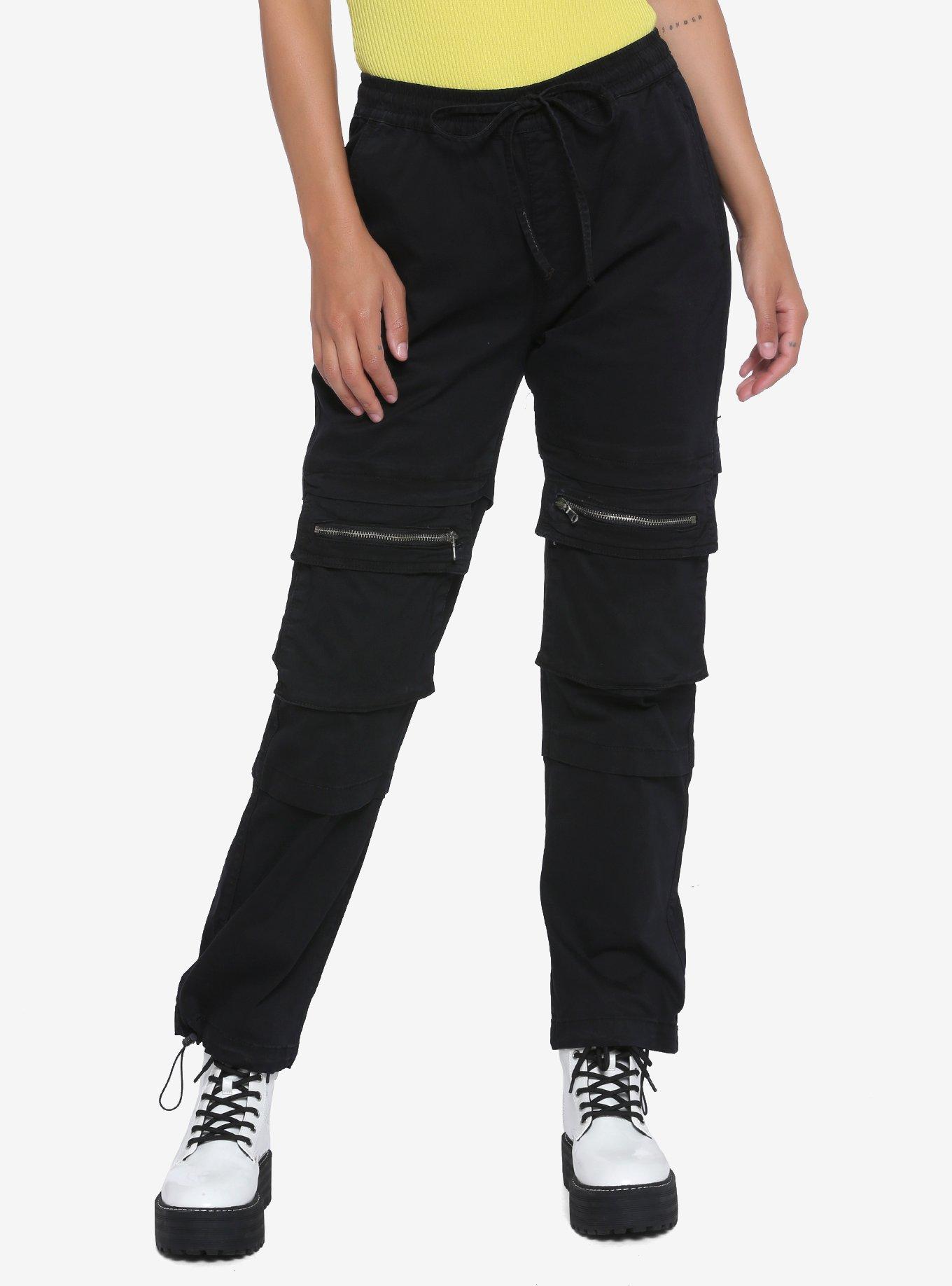 Black Zipper Pocket Jogger Pants Hot Topic