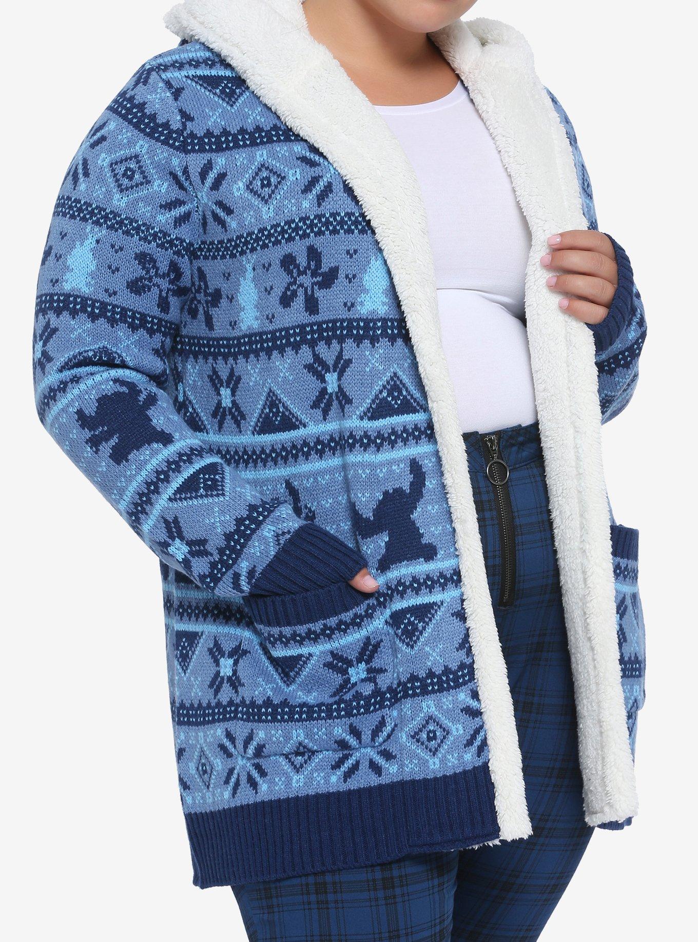 Disney Lilo & Stitch Fair Isle Sherpa Open Cardigan Plus Size, MULTI, hi-res