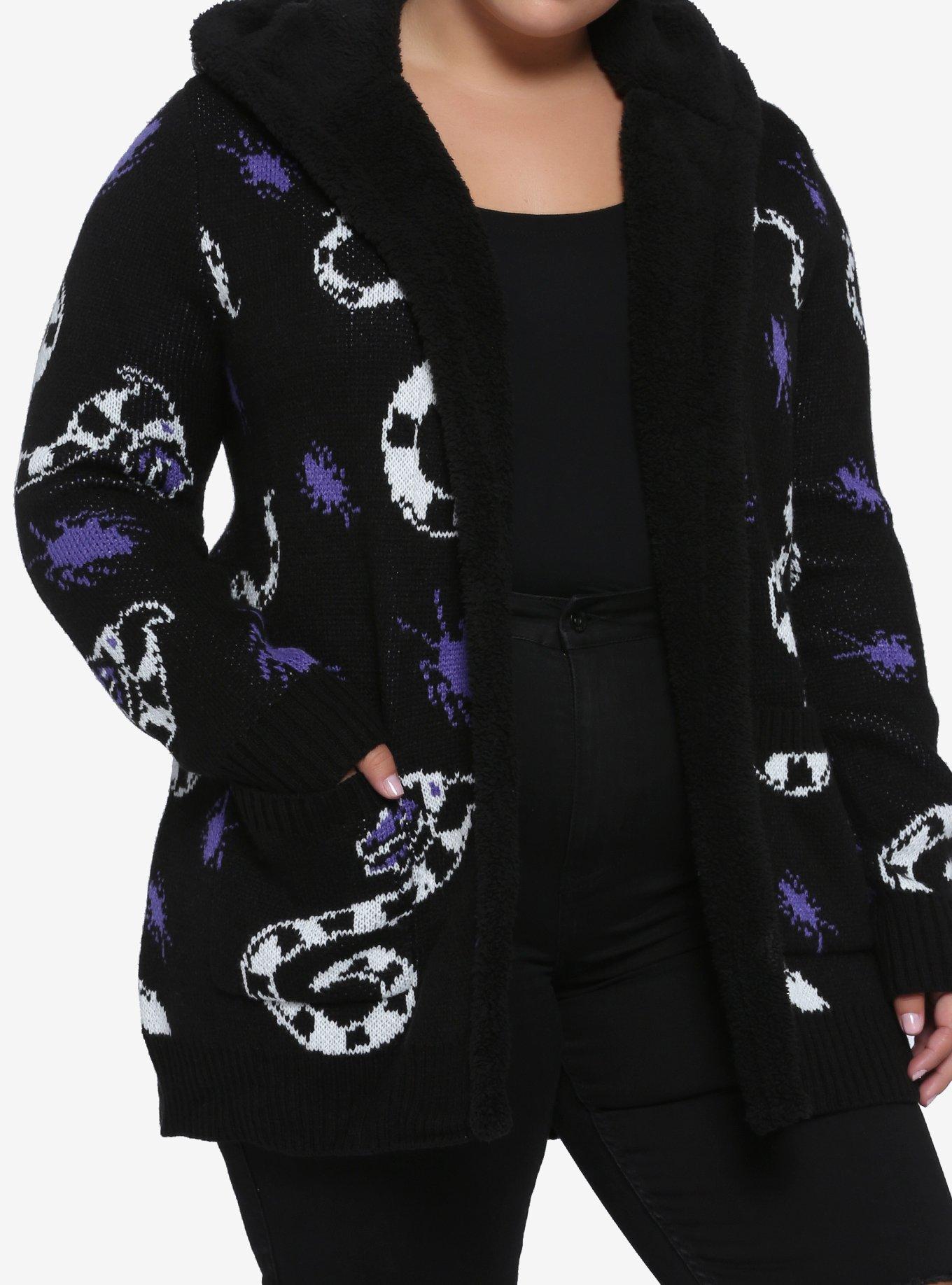 Beetlejuice Sandworm & Beetle Sherpa Open Cardigan Plus Size, MULTI, hi-res