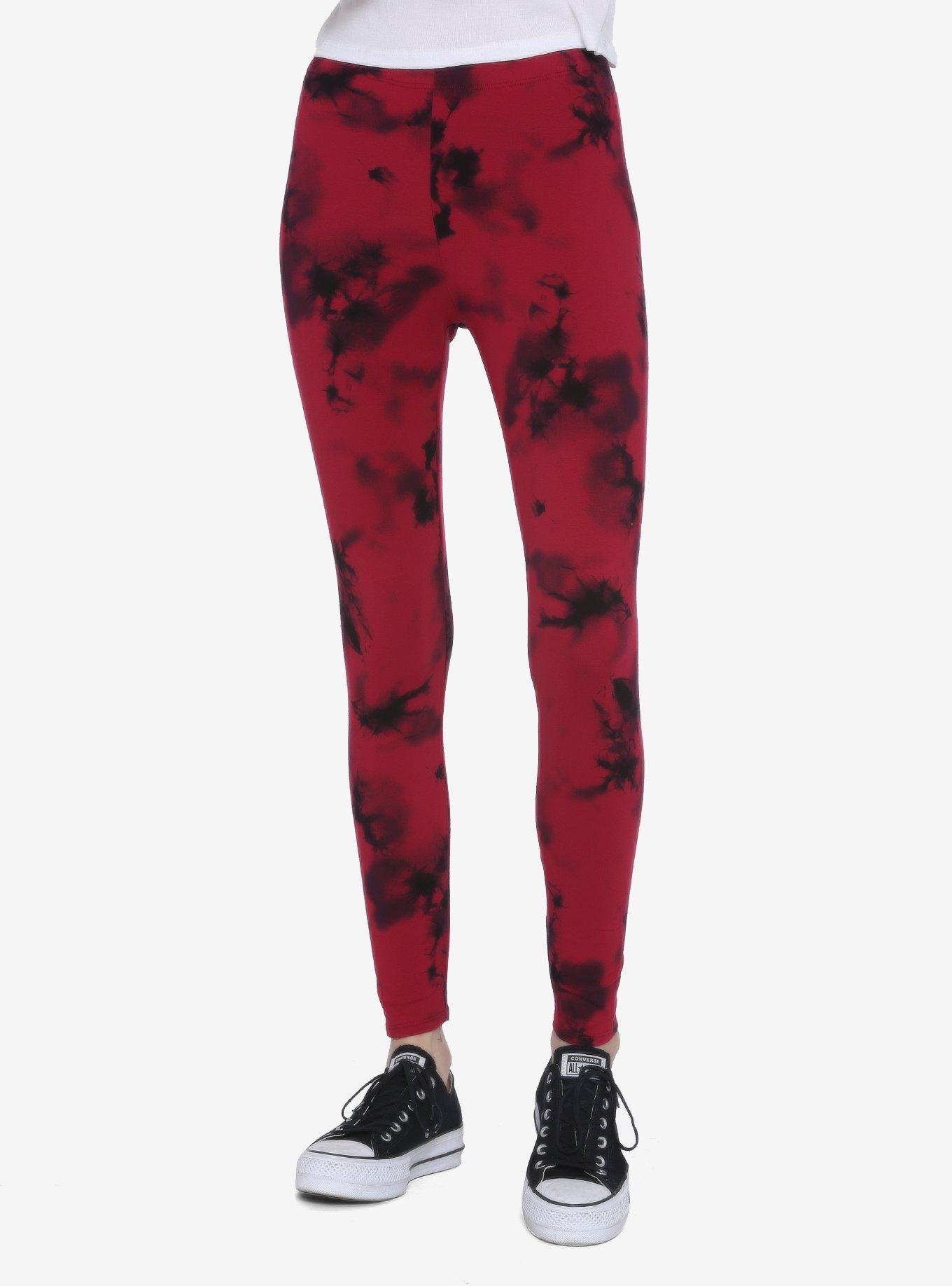 Red & Black Tie-Dye Leggings, TIE DYE, hi-res