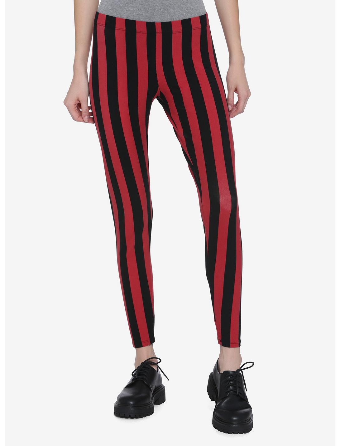 Black & Red Vertical Stripe Leggings, MULTI, hi-res