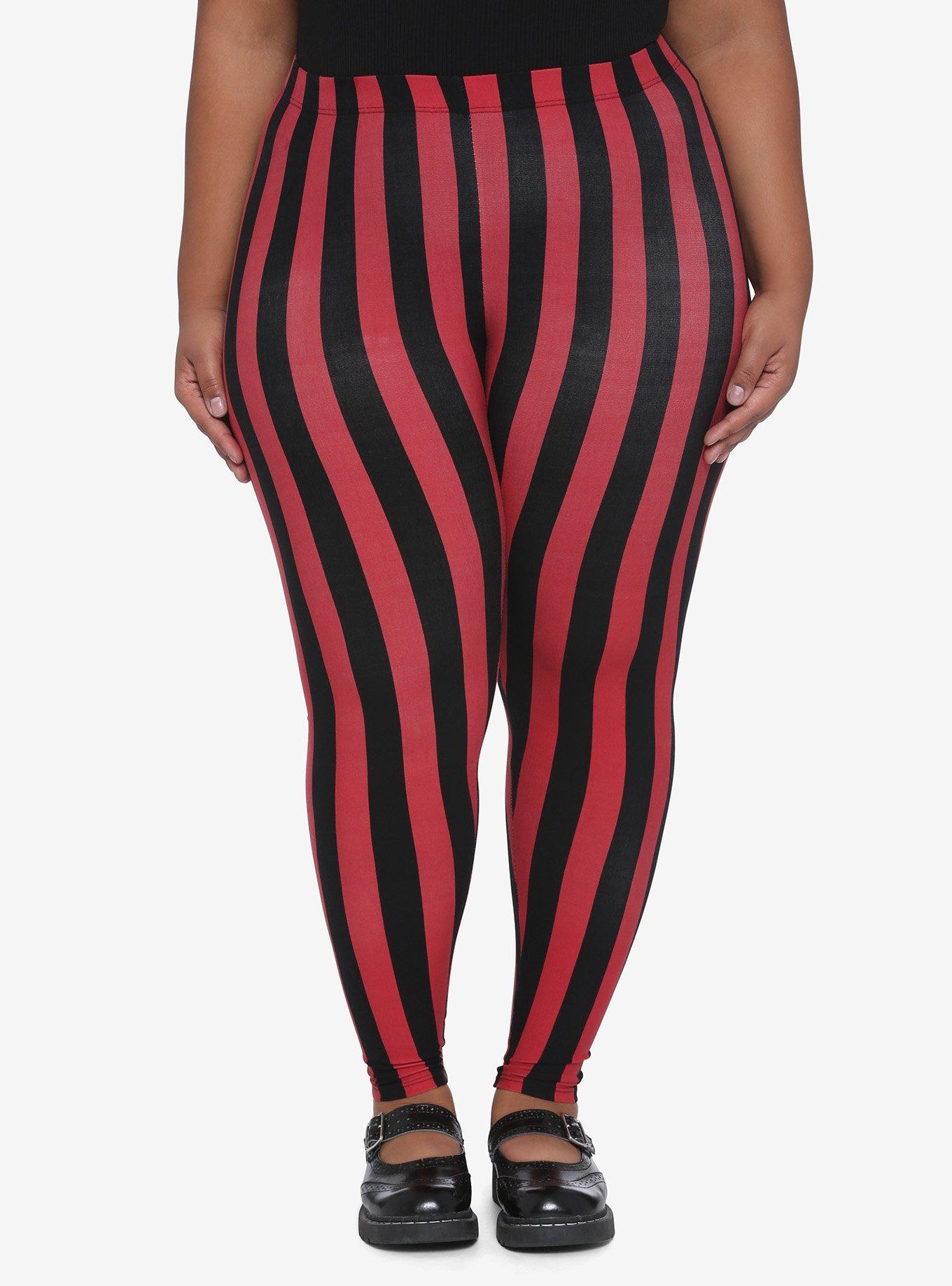 Black & Red Vertical Stripe Leggings