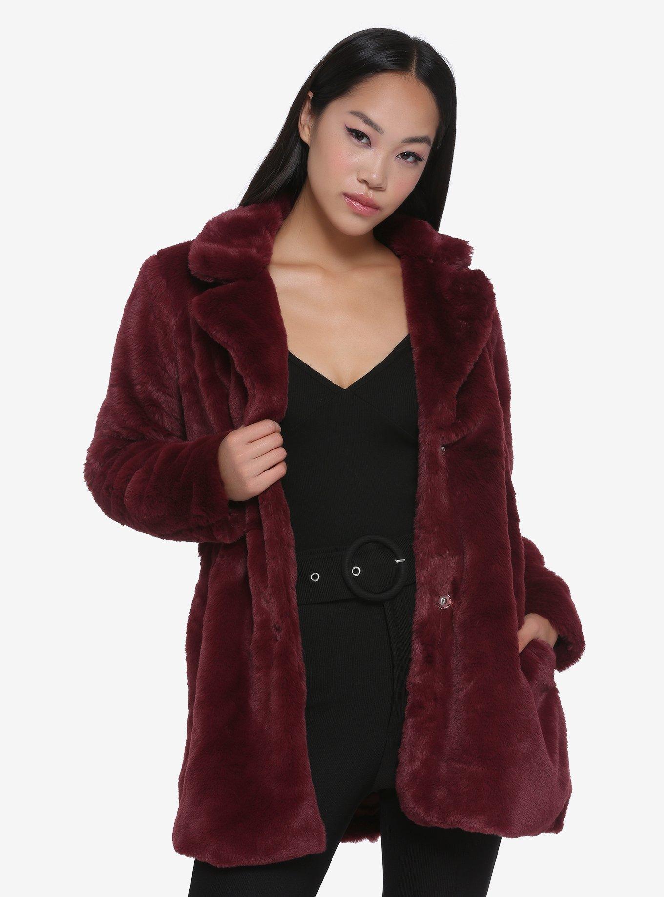 Fur coat clearance burgundy