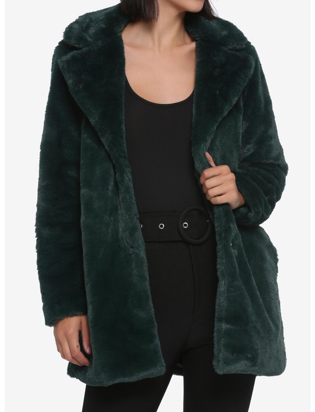 Emerald Green Faux Fur Girls Jacket, EMERALD, hi-res