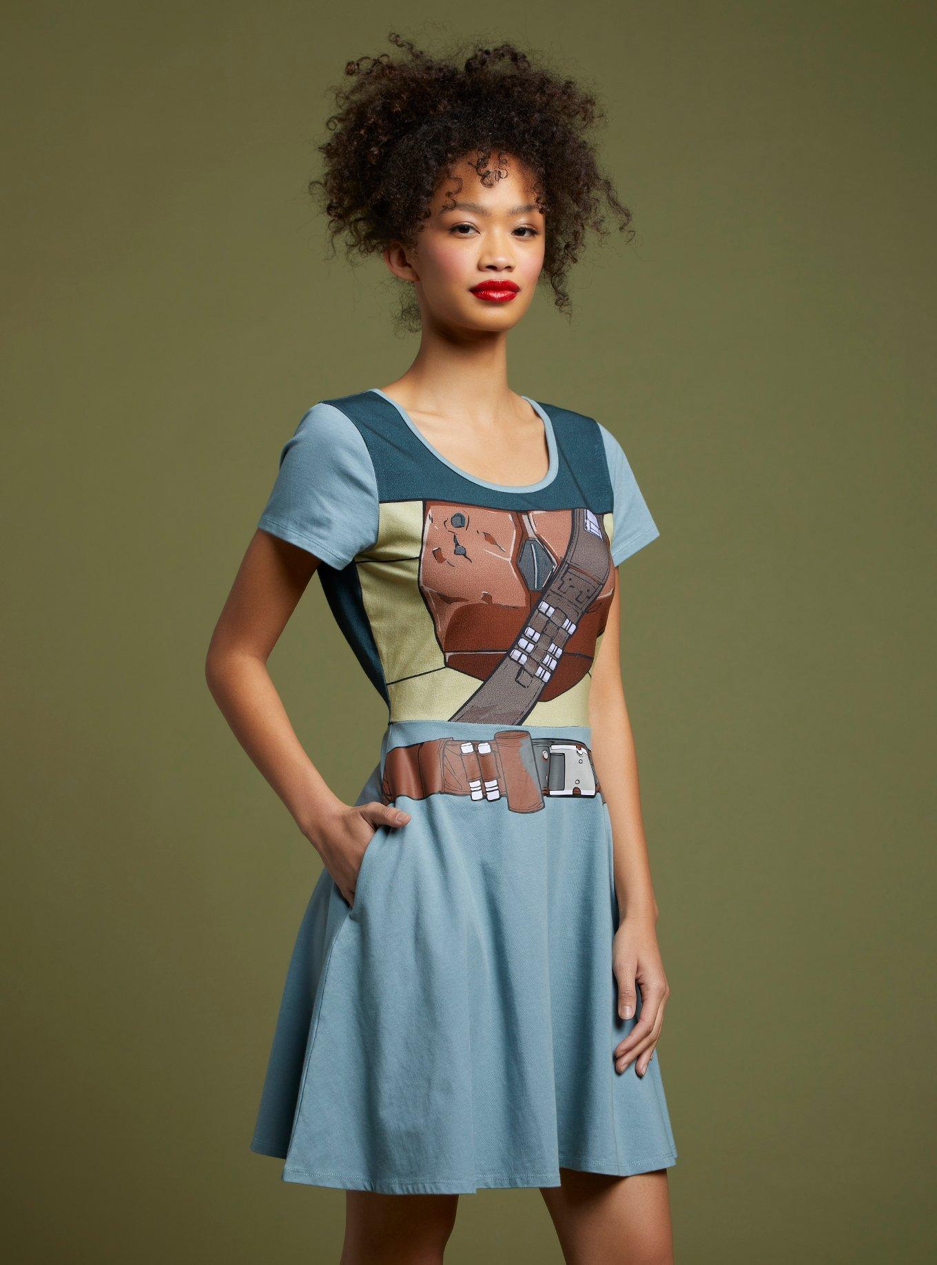 Her Universe Star Wars The Mandalorian Bounty Hunter Skater Dress, MULTI, hi-res