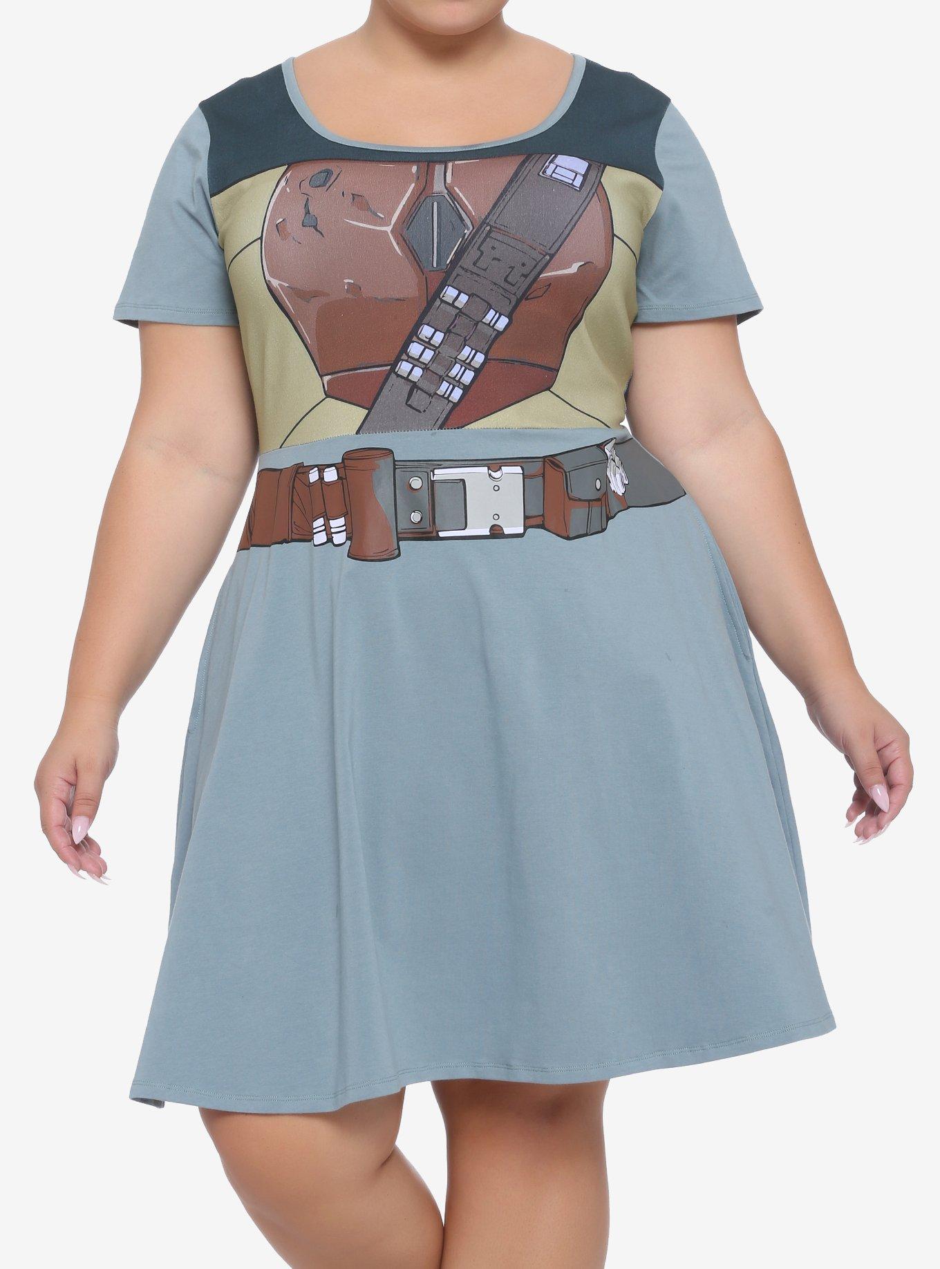 Her Universe Star Wars The Mandalorian Bounty Hunter Skater Dress Plus Size, MULTI, hi-res