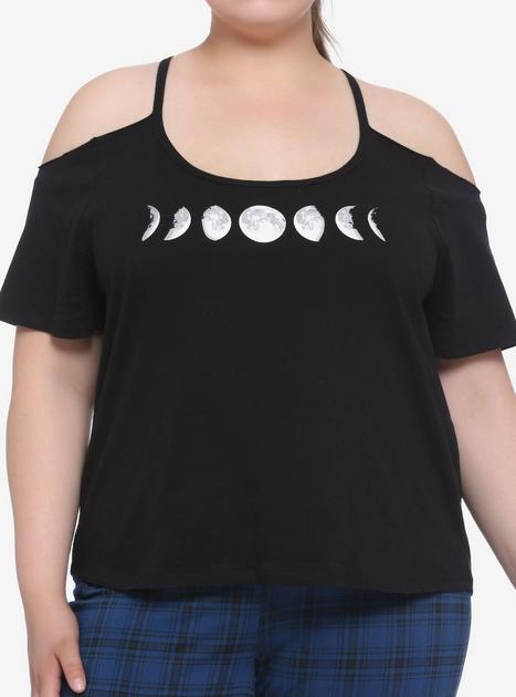 Moon Phases Cold Shoulder Girls Top Plus Size | Hot Topic