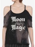 Moon Magic Tie-Dye Cold Shoulder Girls Top, BLACK, hi-res