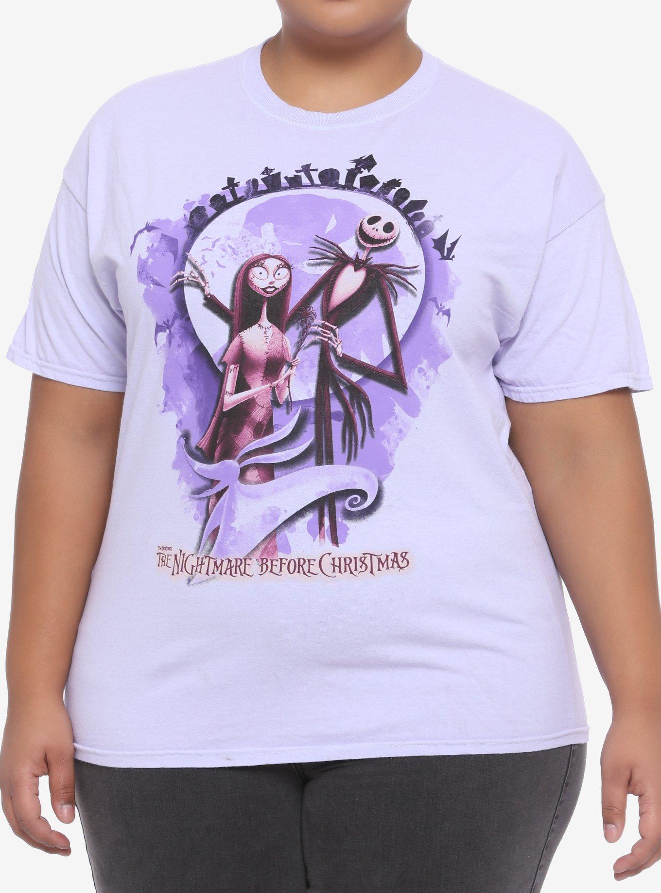 The Nightmare Before Christmas Jack & Sally Purple Girls T-Shirt Plus Size, MULTI, hi-res