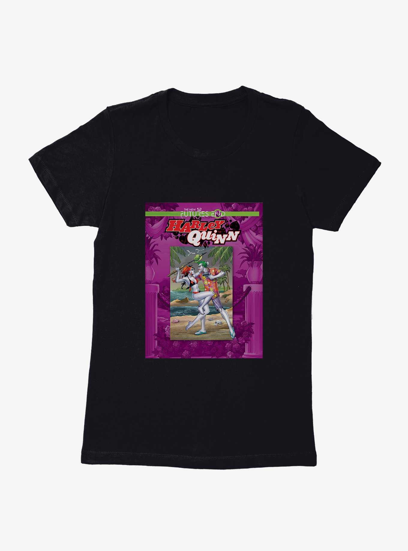 DC Comics Batman The Joker And Harley Quinn Beach Comic Womens T-Shirt, , hi-res