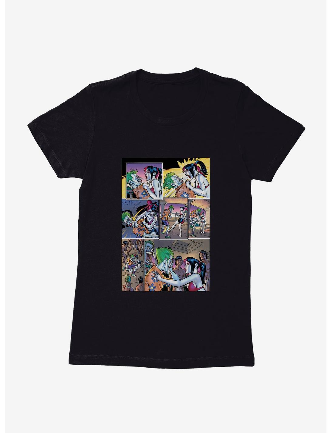 DC Comics Batman The Joker And Harley Quinn Comic Strips Womens T-Shirt, BLACK, hi-res