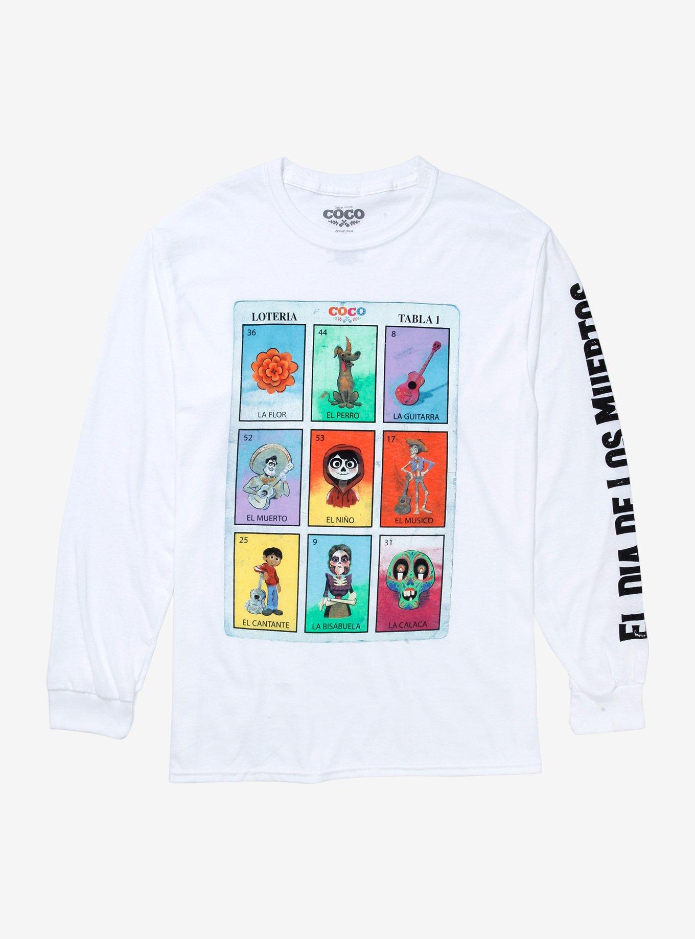 Disney Pixar Coco Mexican Lottery Cards Long Sleeve T-Shirt