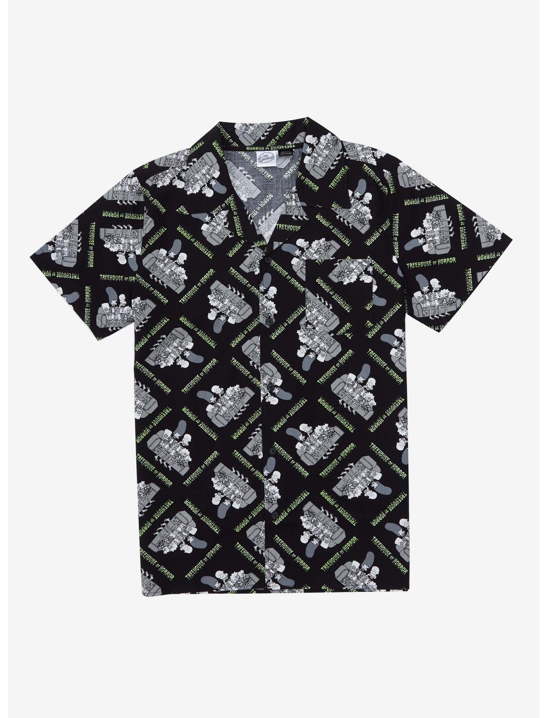 The Simpsons Treehouse of Horror Woven Button-Up - BoxLunch Exclusive, BLACK, hi-res