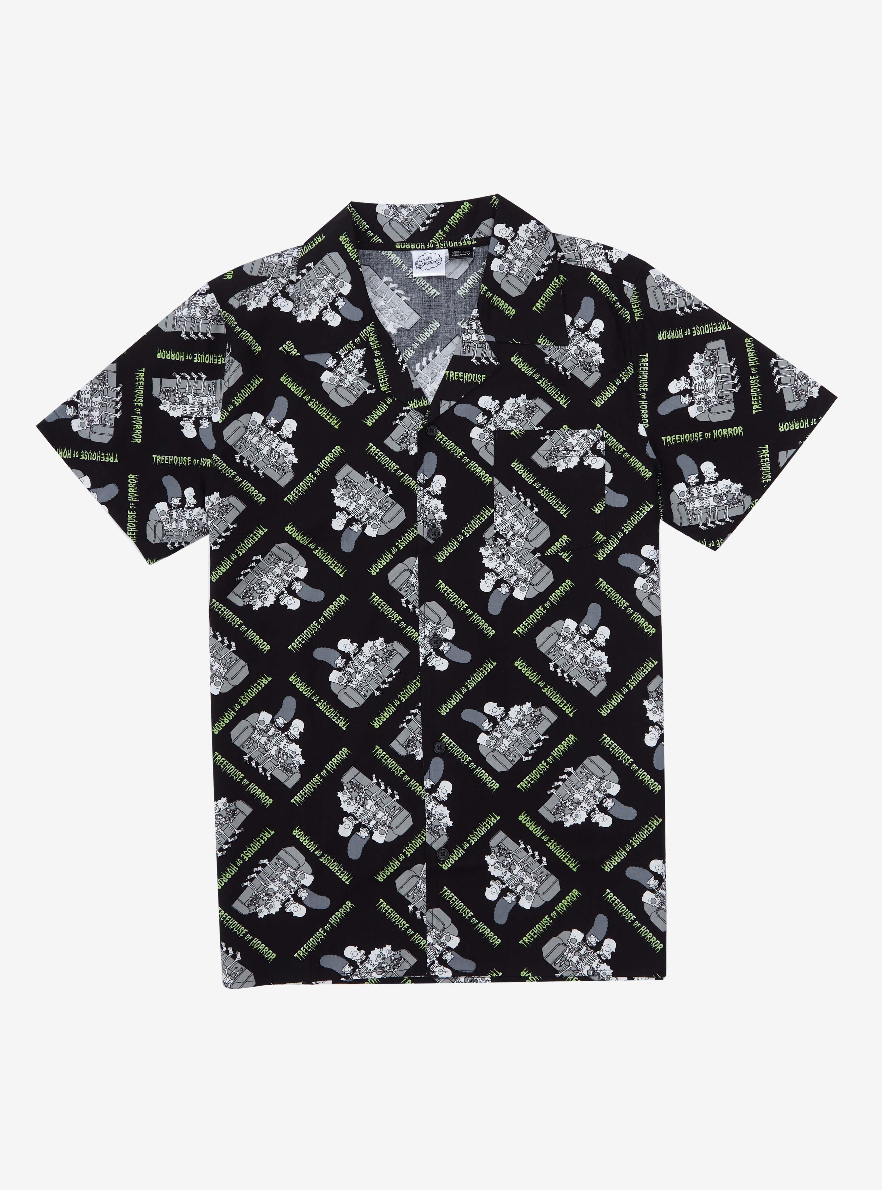 The Simpsons Treehouse of Horror Woven Button-Up - BoxLunch Exclusive, BLACK, hi-res