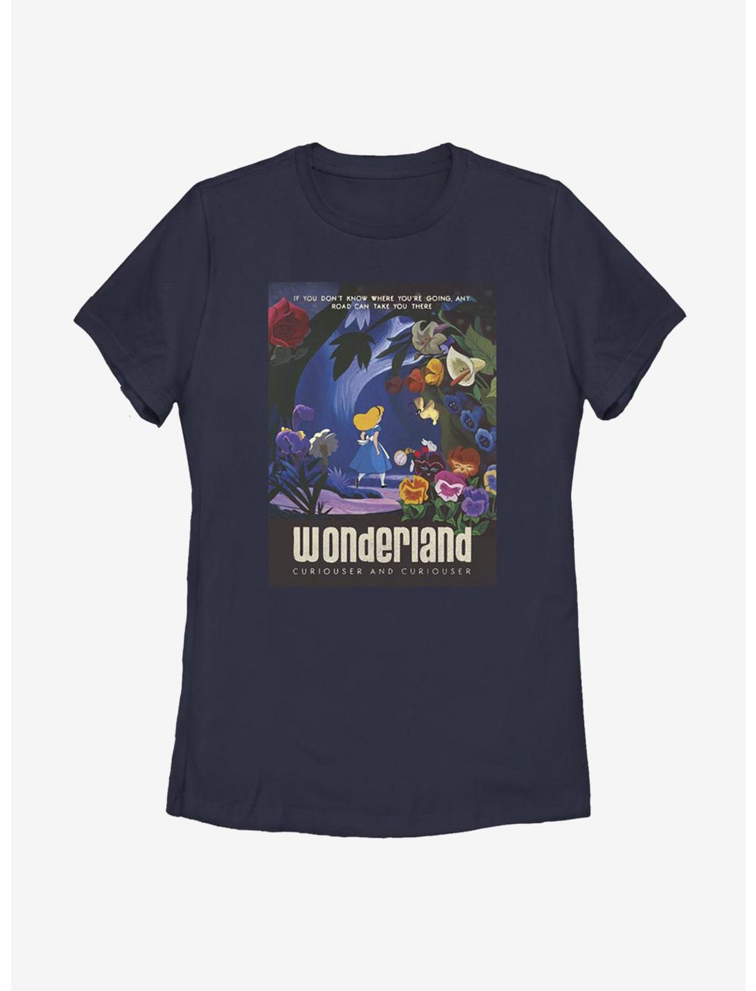 Disney Alice In Wonderland Curiouser Womens T-Shirt, NAVY, hi-res