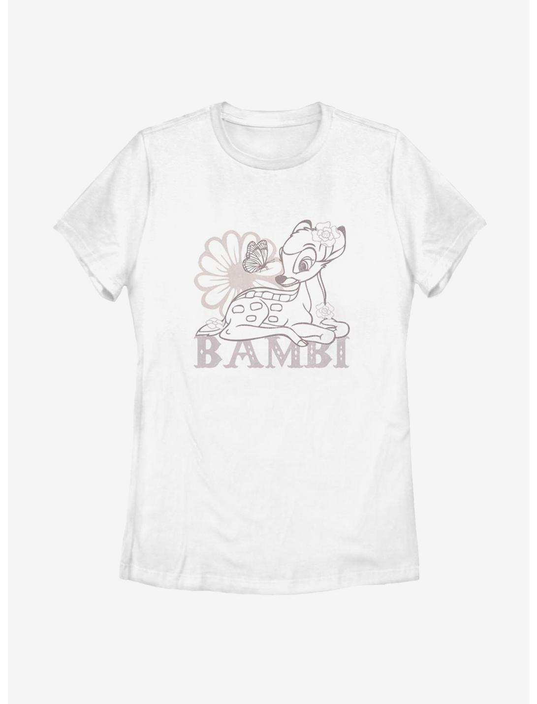 Disney Bambi Simple Flowers Womens T-Shirt, WHITE, hi-res