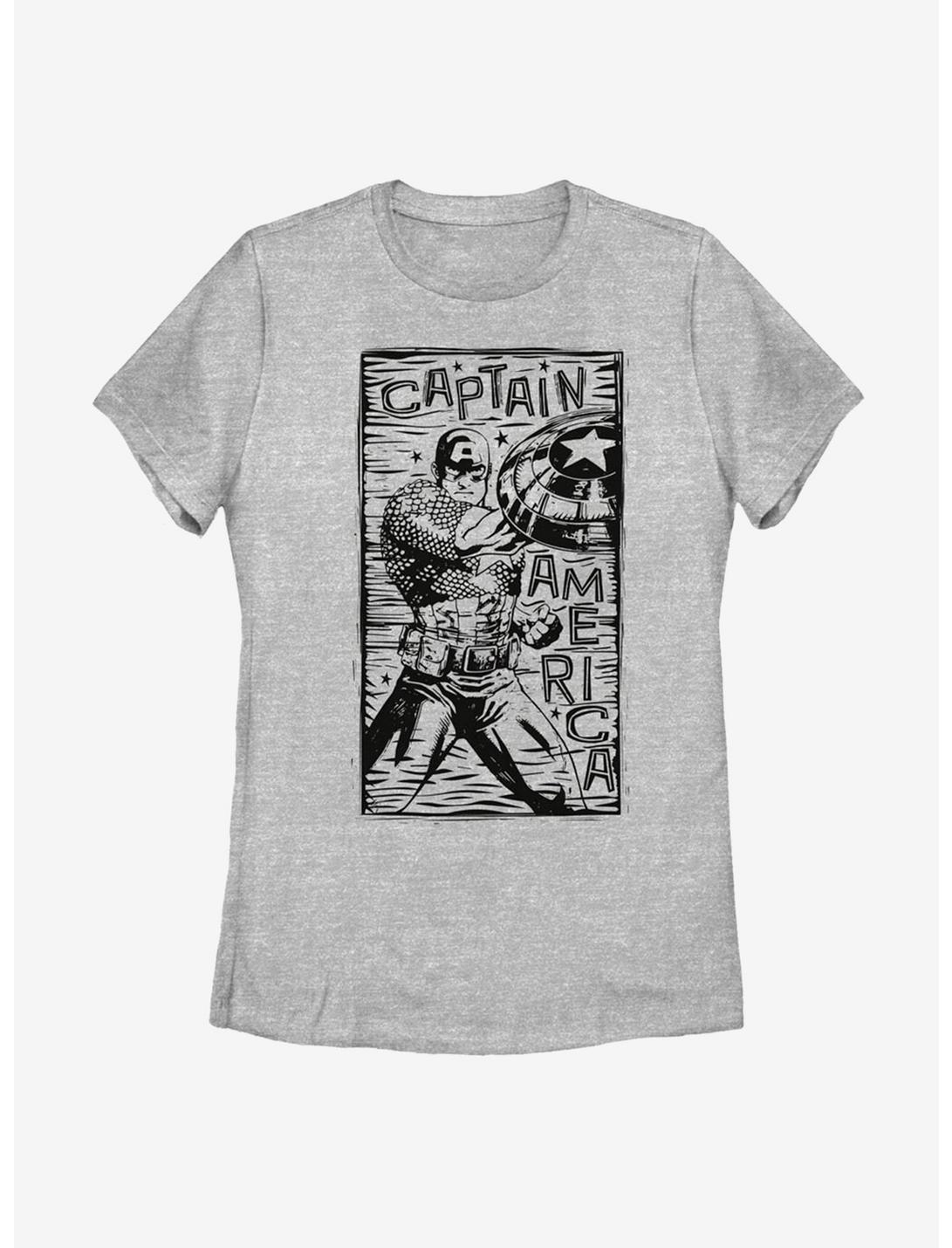 Marvel Captain America Stencil Womens T-Shirt, ATH HTR, hi-res