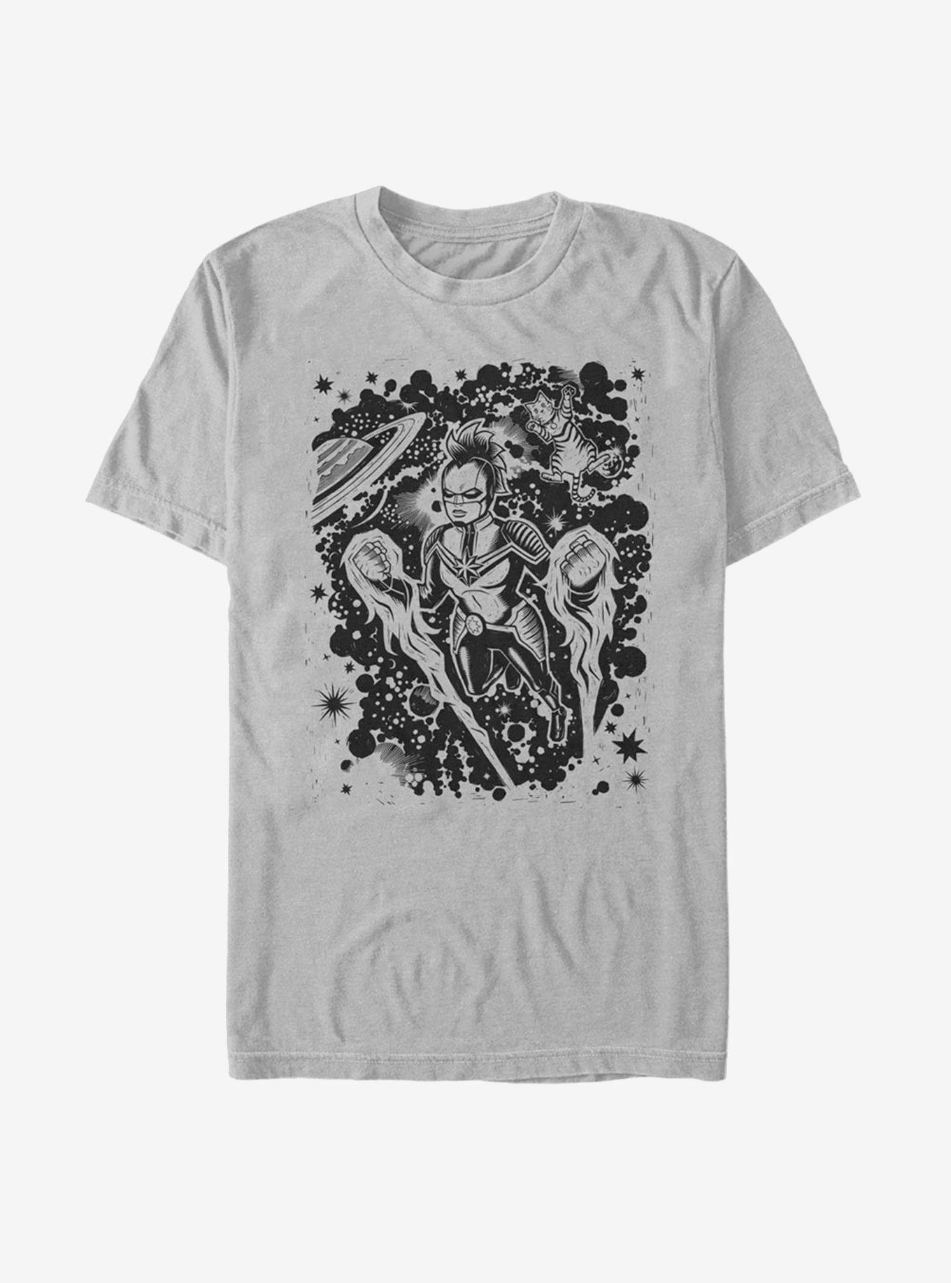 Marvel Captain Marvel Stencil T-Shirt - SILVER | BoxLunch