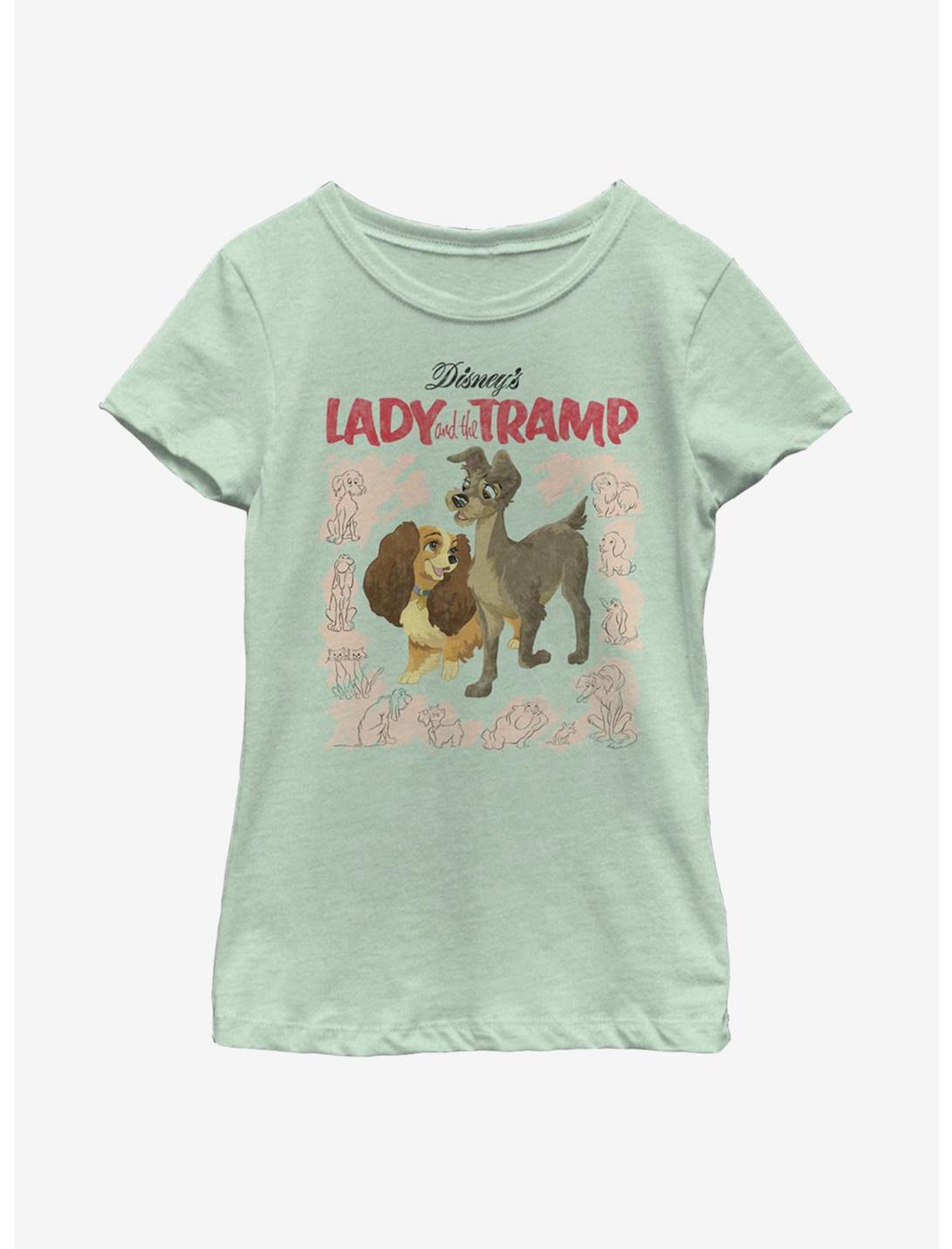 Disney Lady And The Tramp Vintage Cover Youth Girls T-Shirt, MINT, hi-res