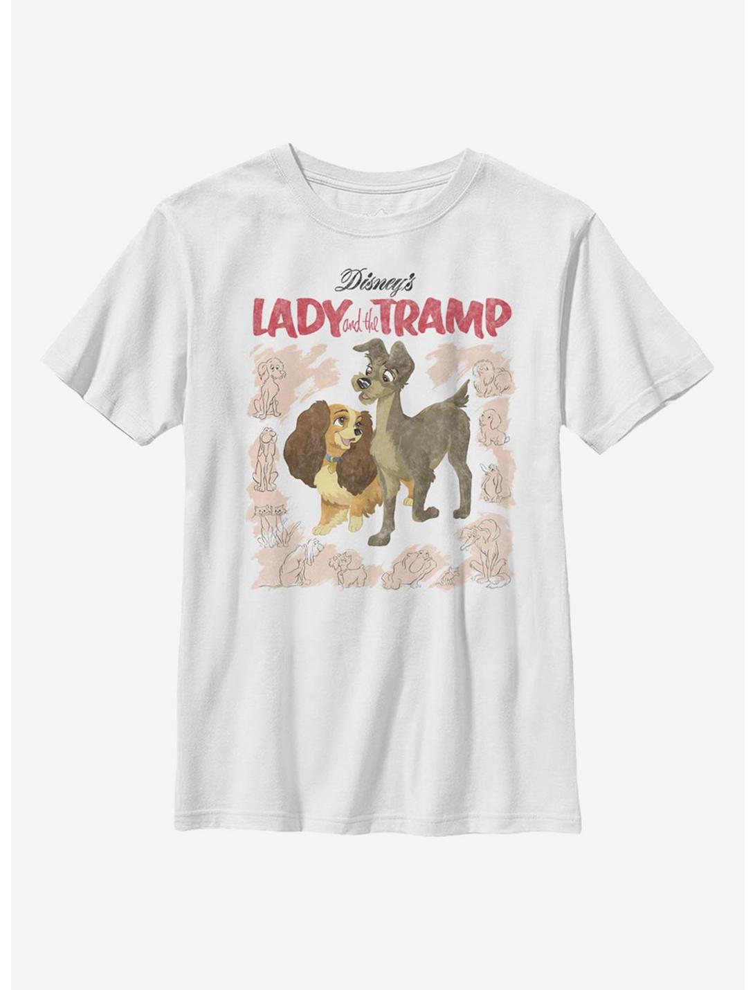 Disney Lady And The Tramp Vintage Cover Youth T-Shirt, WHITE, hi-res