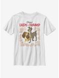Disney Lady And The Tramp Vintage Cover Youth T-Shirt, WHITE, hi-res