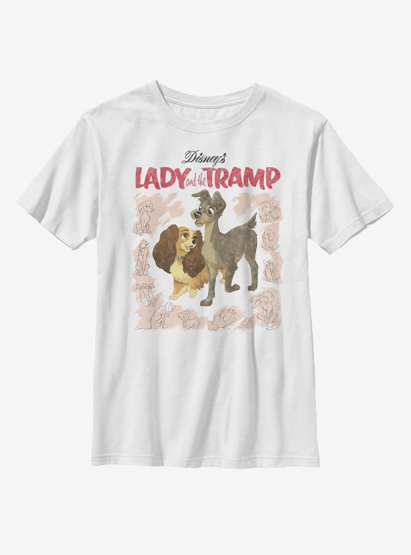 Disney Lady And The Tramp Vintage Cover Youth T-Shirt, WHITE, hi-res