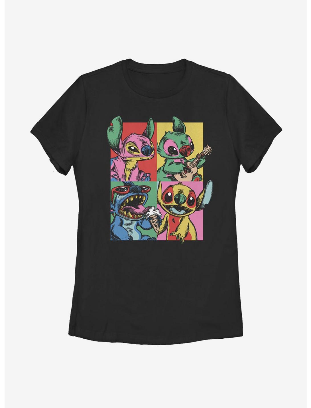 Disney Lilo And Stitch Pop Art Womens T-Shirt, BLACK, hi-res