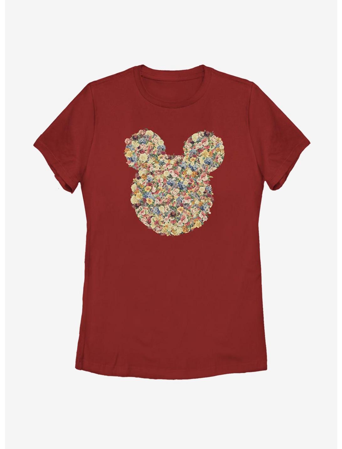 Disney Mickey Mouse Floral Mickey Head Womens T-Shirt, RED, hi-res