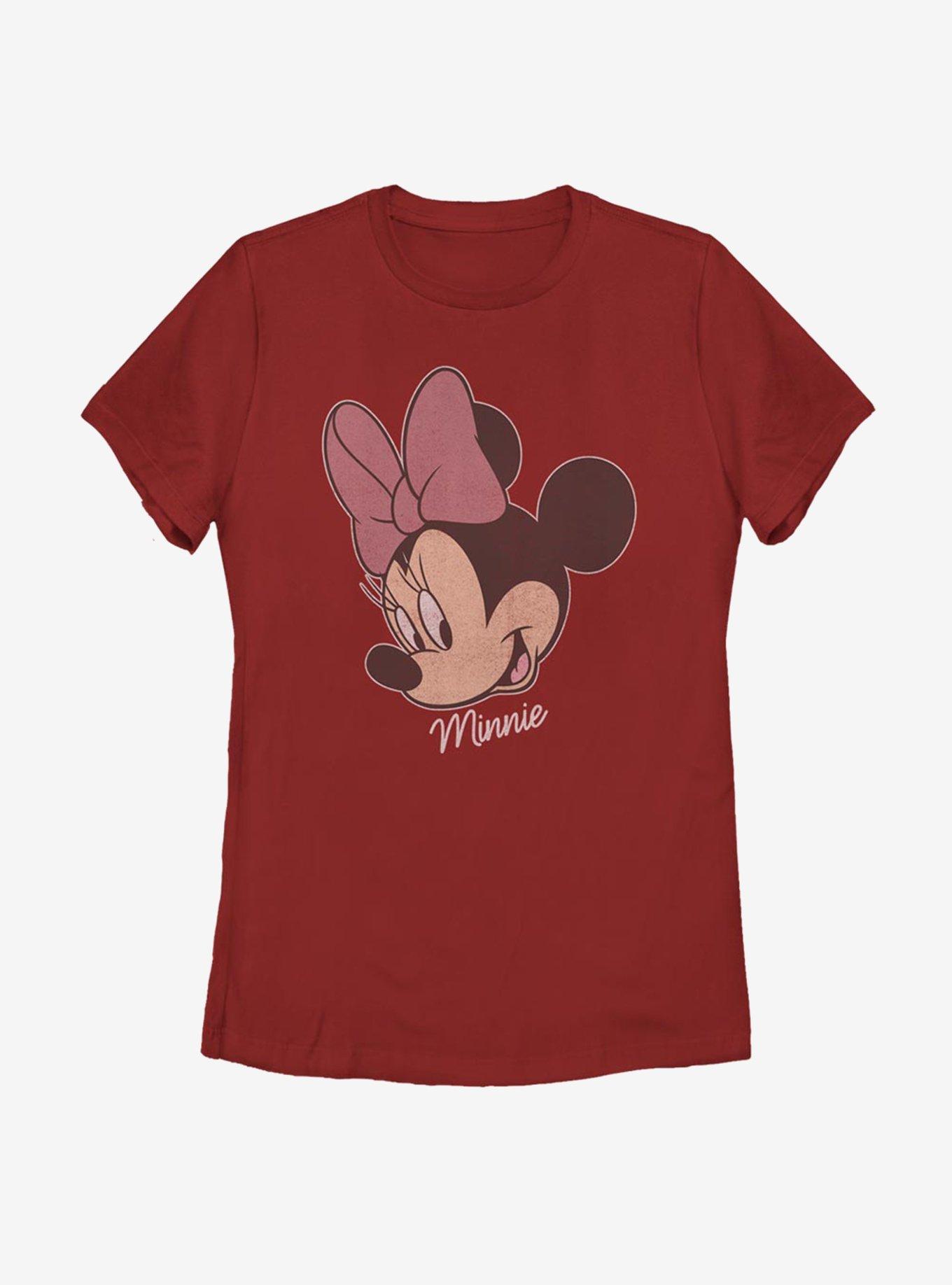 Disney Mickey Mouse Minnie Big Face Distressed Womens T-Shirt, , hi-res