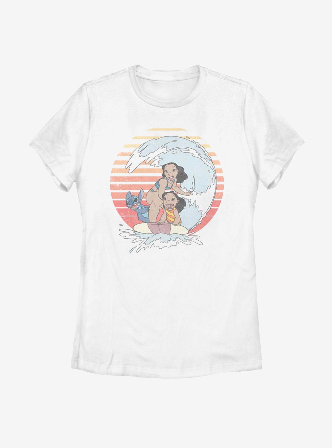 Disney Lilo And Stitch Retro Rainbow Womens T-Shirt - WHITE | BoxLunch