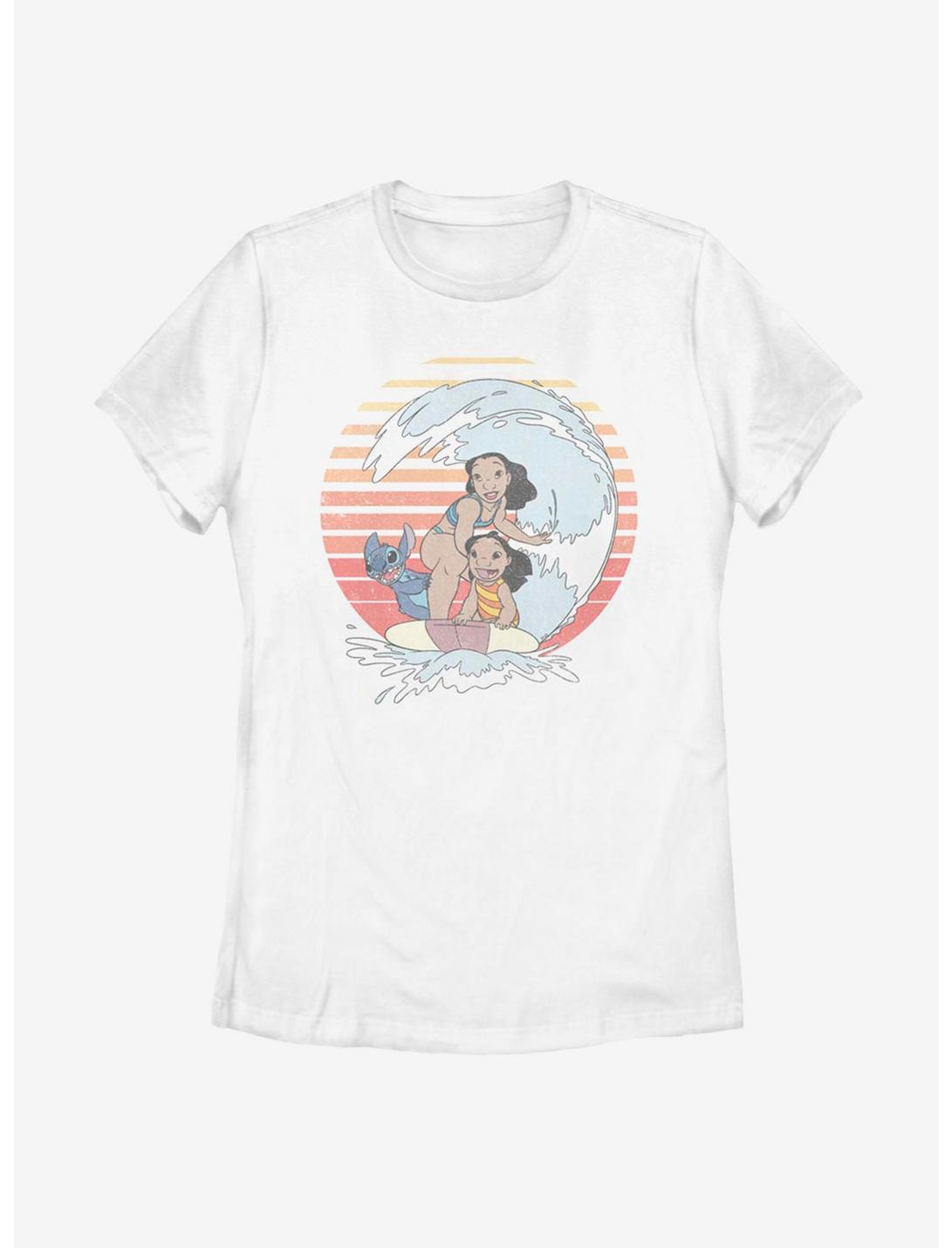 Disney Lilo And Stitch Retro Rainbow Womens T-Shirt, WHITE, hi-res