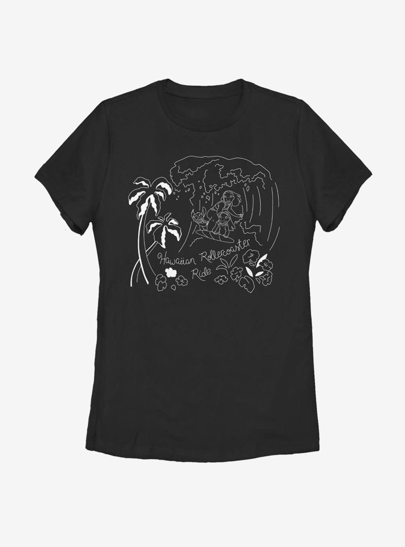 Disney Lilo And Stitch Surf Line Art Womens T-Shirt, , hi-res