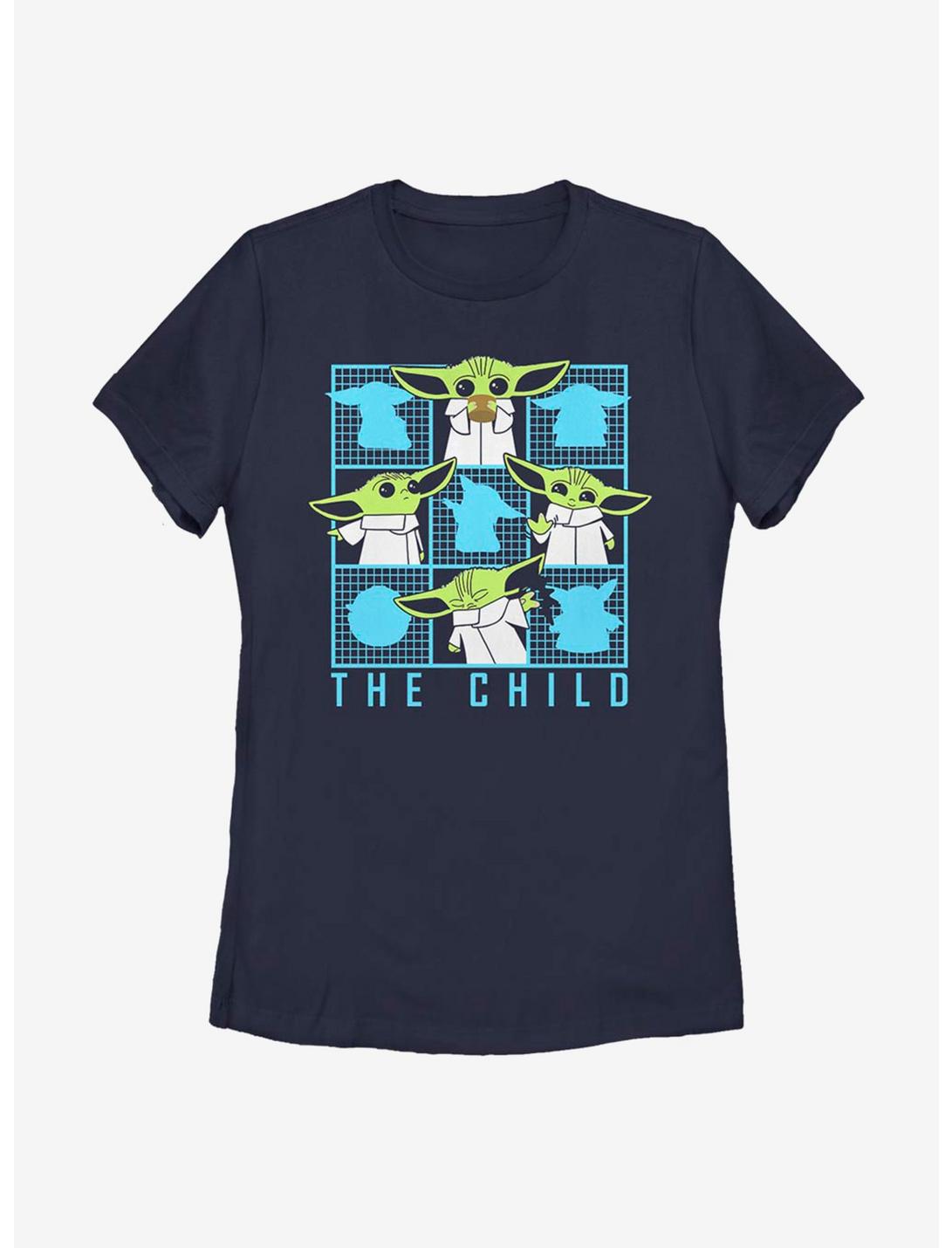 Star Wars The Mandalorian The Child Box Grid Womens T-Shirt, NAVY, hi-res