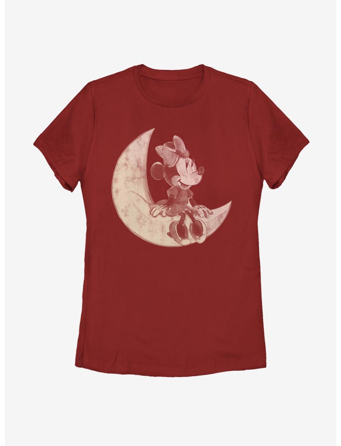 Disney Mickey Mouse Minnie On The Moon Womens T-Shirt, RED, hi-res