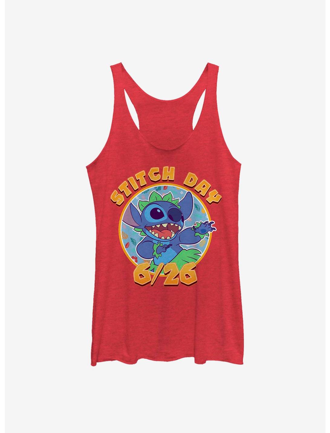 Disney Lilo And Stitch Stitch Day Womens Tank Top, RED HTR, hi-res