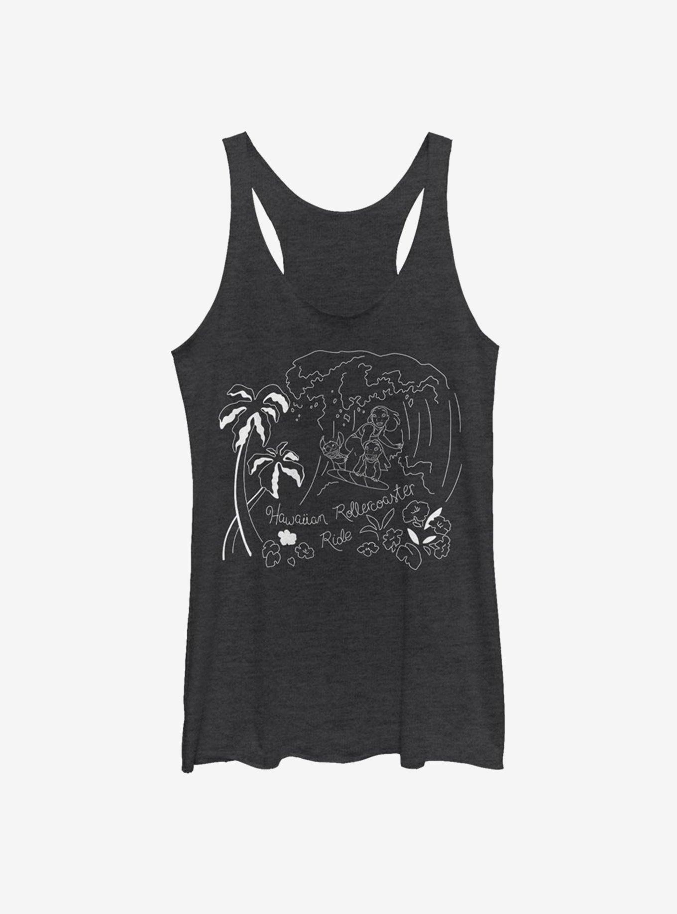 Disney Lilo And Stitch Surf Line Art Womens Tank Top, , hi-res