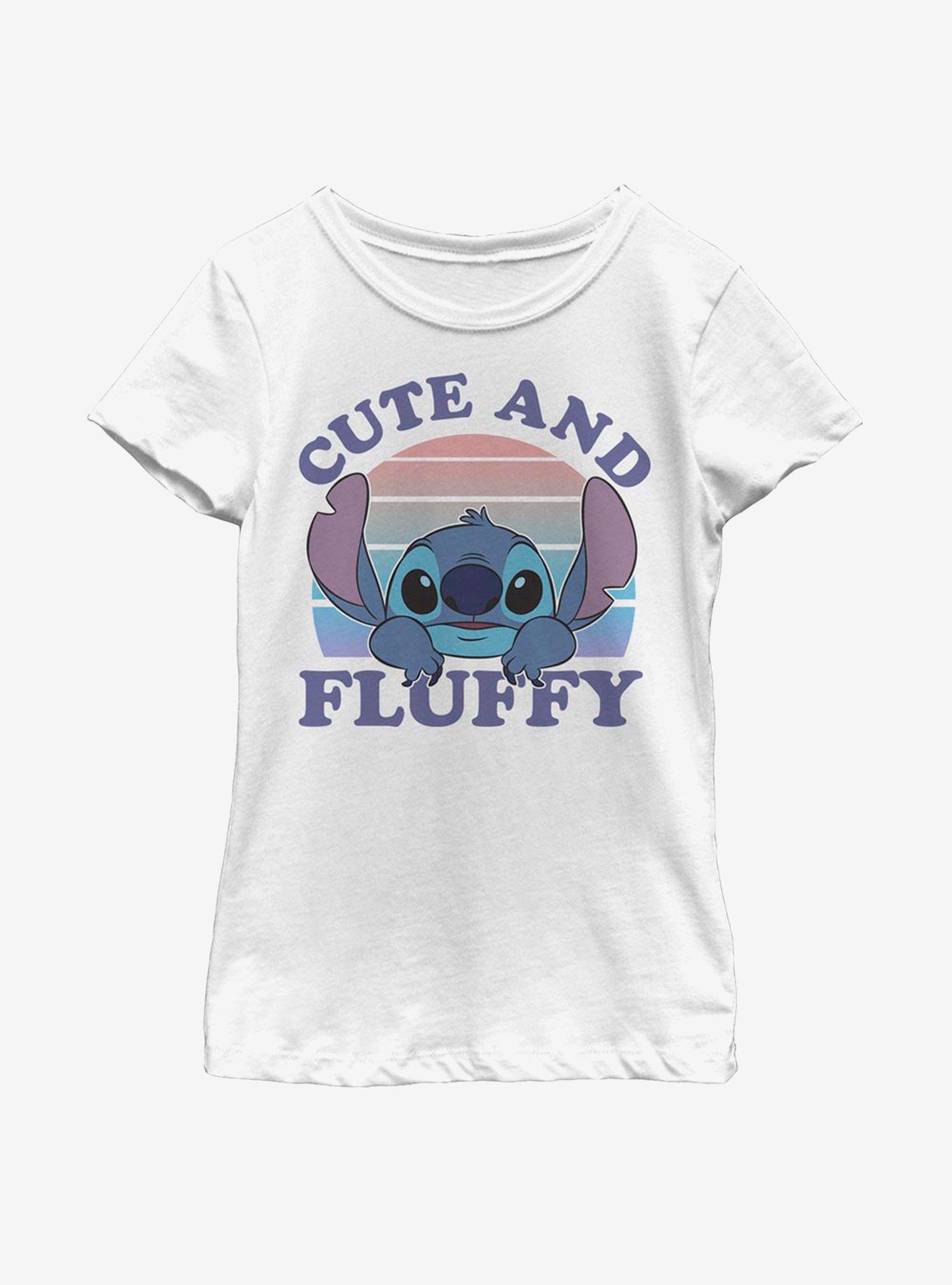 Disney Lilo And Stitch Cute And Fluffy Youth Girls T Shirt WHITE